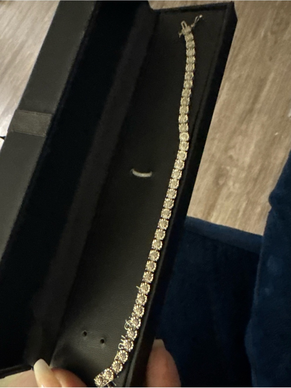 Vintage Stamped KRN 925 Sterling Silver Diamond Tennis Bracelet, 7.25"